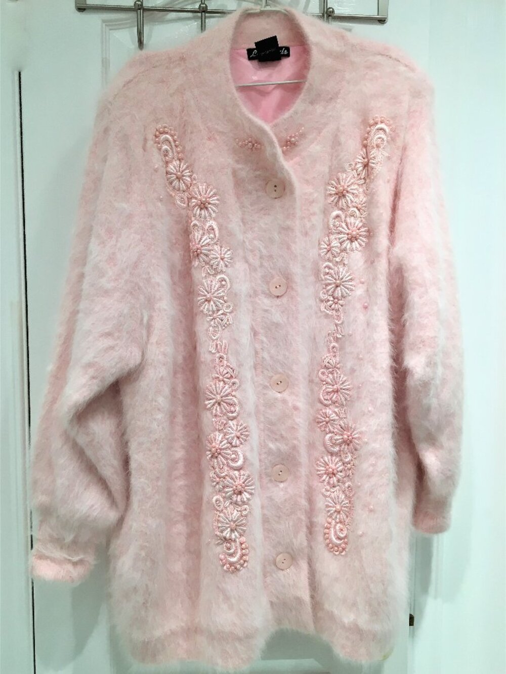 Lee Sands Pink Rabbit Angora Hair Sweater 1X